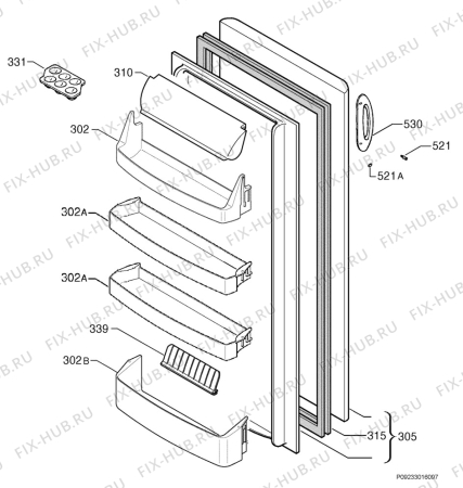 Взрыв-схема холодильника Electrolux ERC26291W8 - Схема узла Door 003